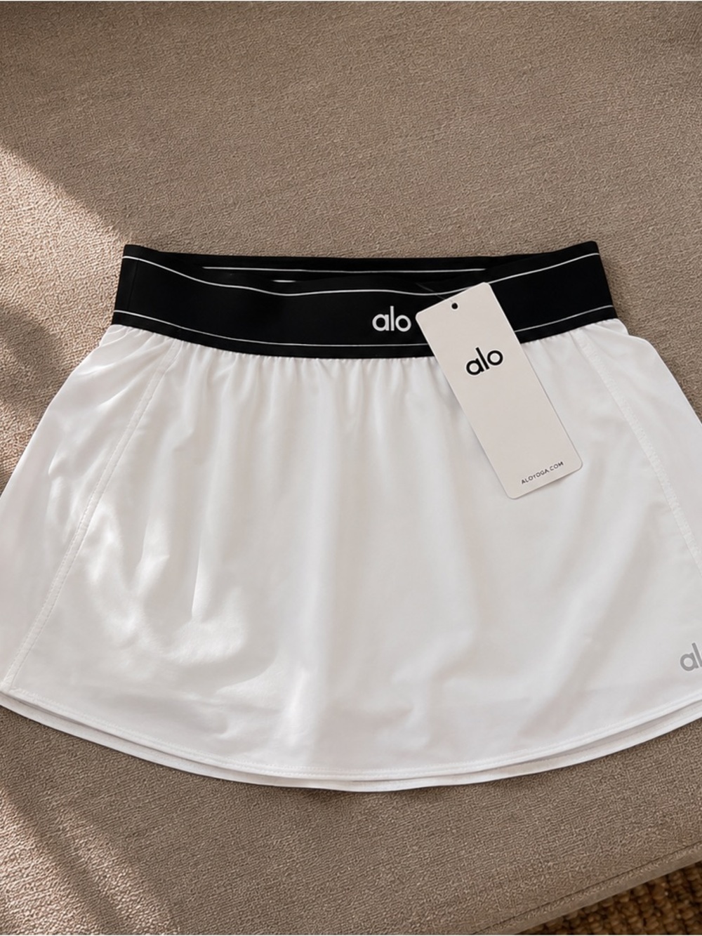 ALO Yoga White Skort with Black Waistband